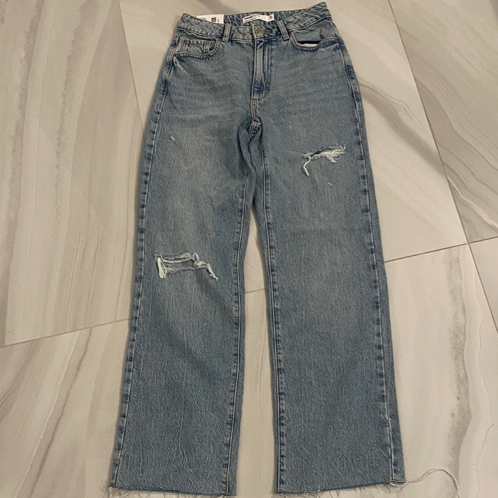 Garage Light Blue Distressed High Rise Jeans